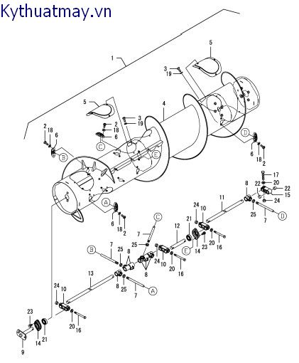 trống cuốn lúa - bệ - cách đầu 2.3m